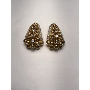 Elizabeth‎ Taylor For Avon Gold Tone "Evening Star" Clip On Earrings Signed